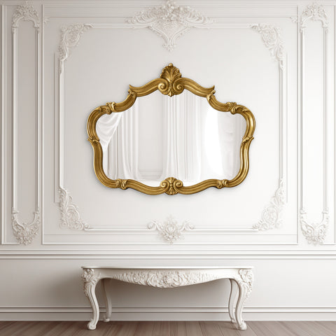 Royal Rococo - Victorian Style Premium Gold Finish Wall Mirror ~ 3.1 ft x 2.4 ft