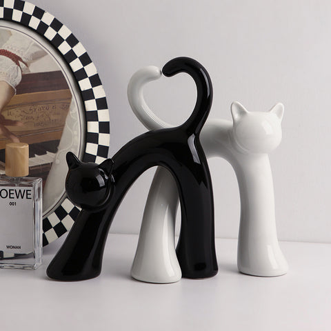 Twin Hearts - Ceramic Cat Showpiece