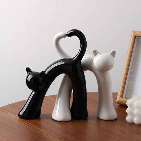 Twin Hearts - Ceramic Cat Showpiece