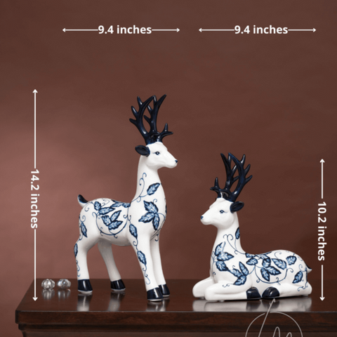 Showpiece The Scintillating Reindeer - Porcelain Table Showpieces (Set of 2)